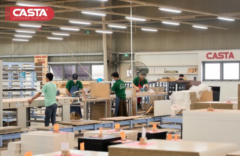Gia công CNC tủ bếp tại Casta đảm bảo độ chính xác cao và đồng nhất từng chi tiết