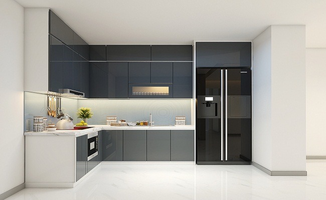 Minh họa tủ bếp trên với chiều cao chuẩn 140cm