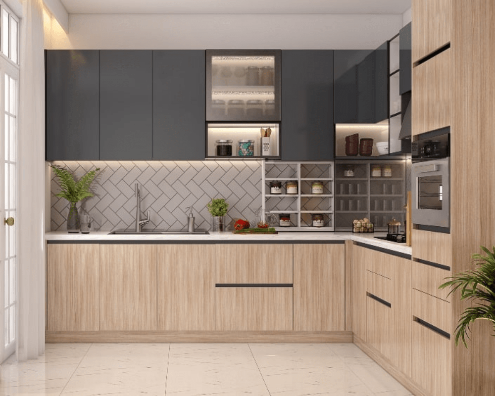 Mẫu tủ bếp dưới đẹp Linear Sleek