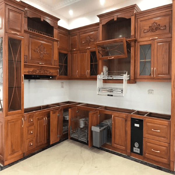 Mẫu tủ bếp dưới đẹp Rustic Warm