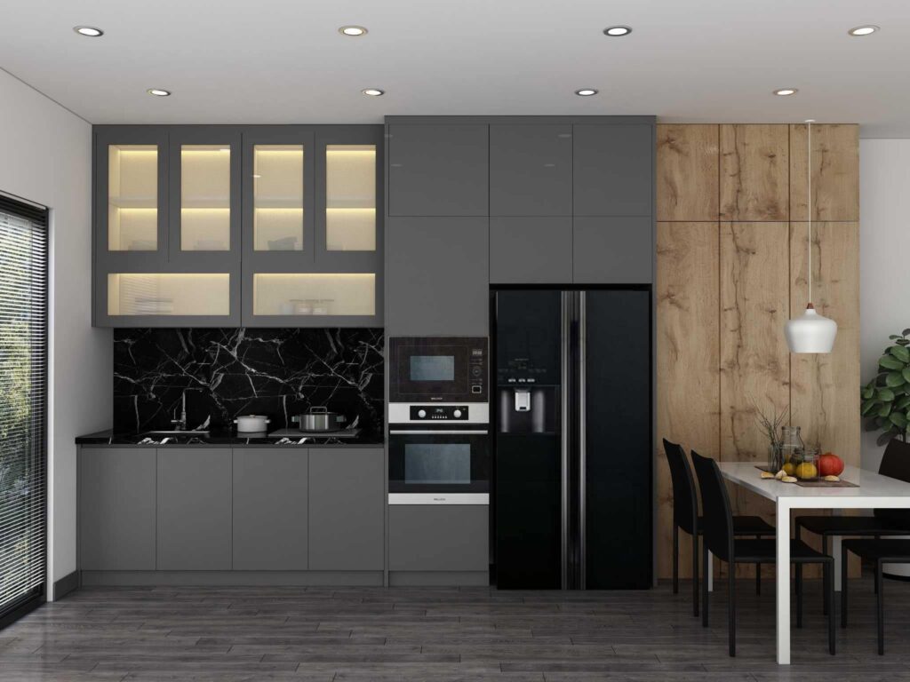 Minimalist Full-Height tủ bếp kịch trần hoàn thiện laminate mờ