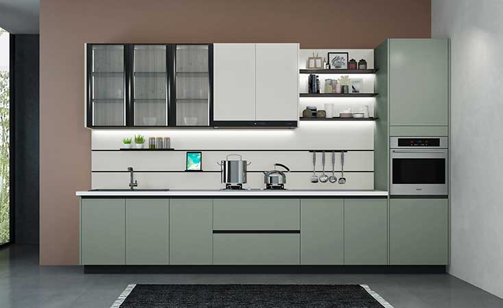 Cánh melamine kết hợp kính mờ – vừa tiết kiệm, vừa có chiều sâu