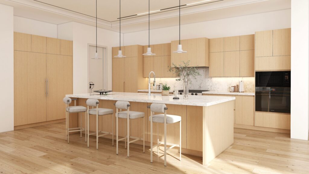 Laminate vân gỗ sồi nhạt – mềm mại, dễ phối nội thất.