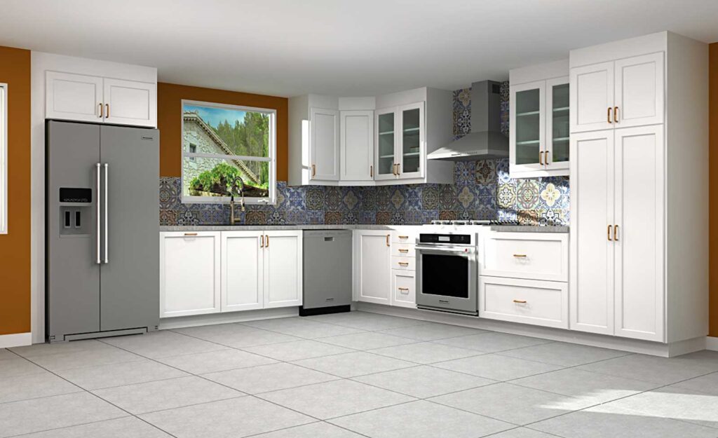 Tủ bếp chữ L đơn giản cho nhà phố 2 tầng hiện đại"