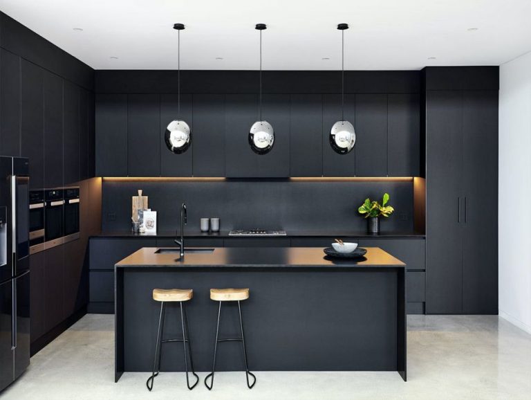 Tủ bếp chữ L đơn giản bằng Melamine MDF lõi xanh