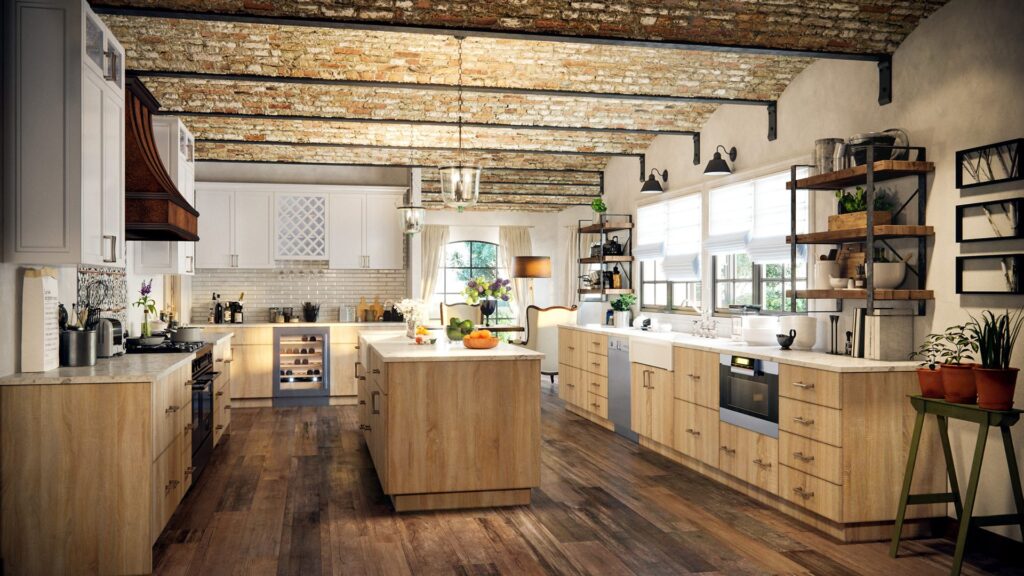 Tủ bếp chữ U cao cấp cho biệt thự 120m2