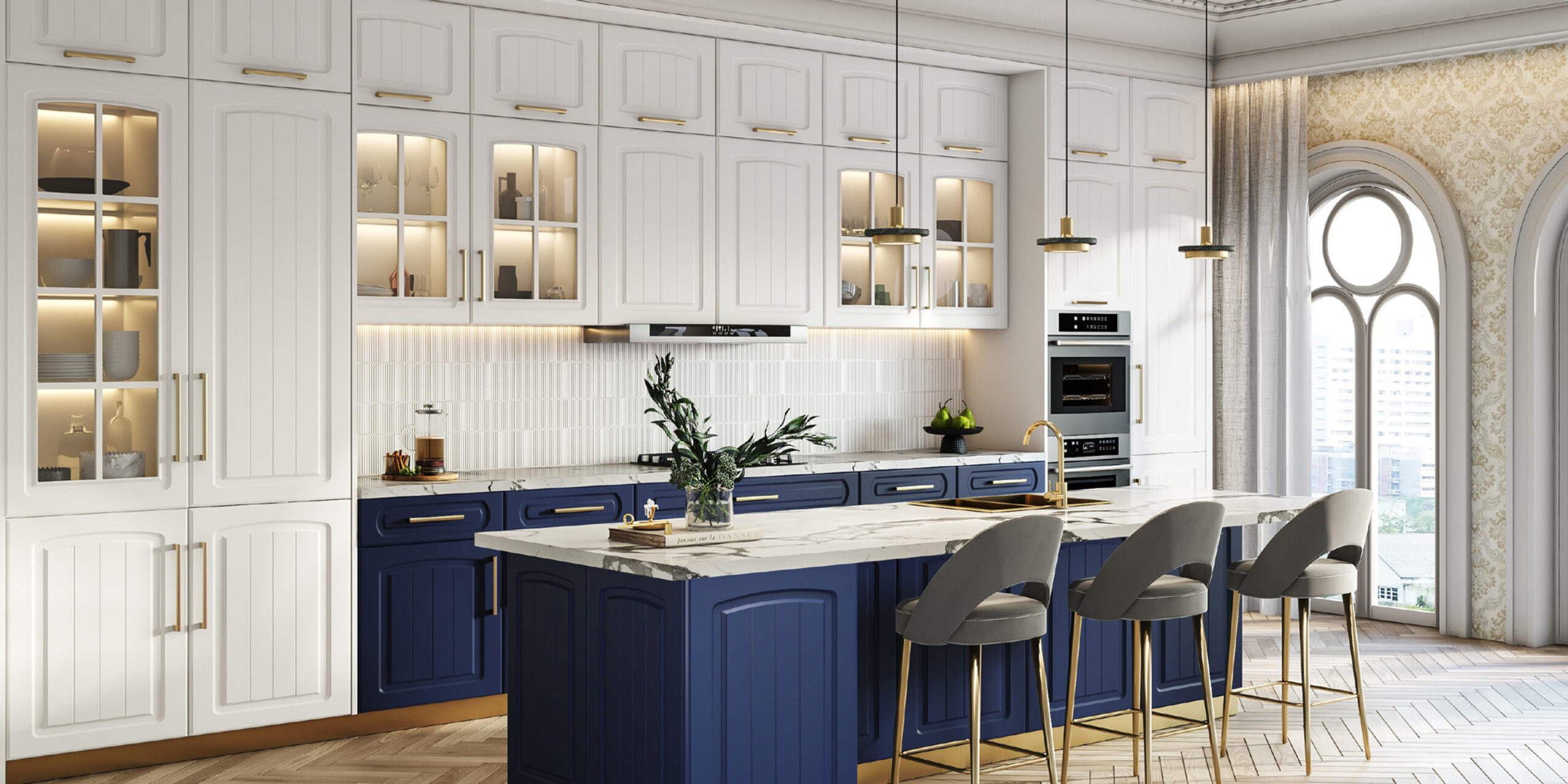 tủ bếp cổ điển